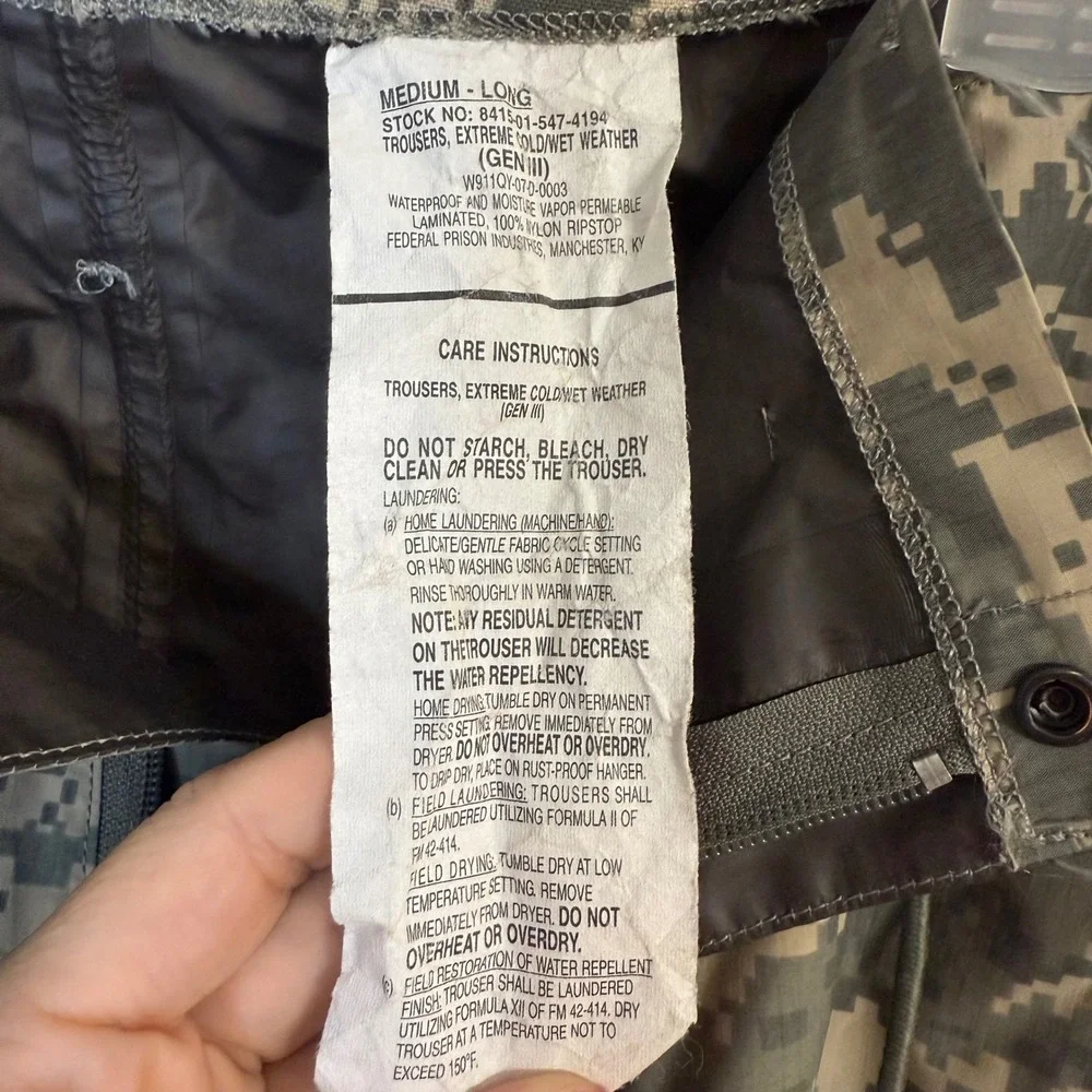 US Army‎ ECWCS GEN II Cold Weather Trousers UCP Camo Pants Sz Medium Long